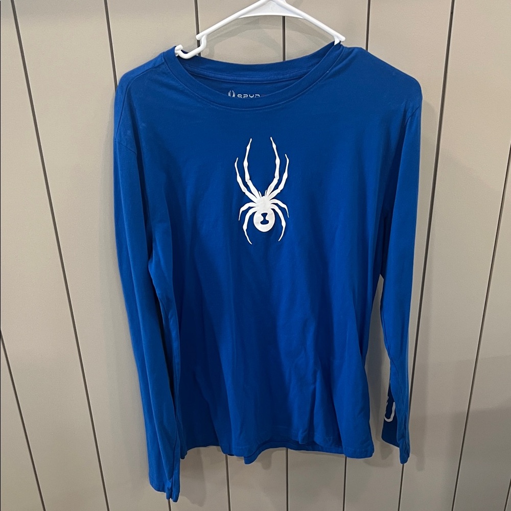 Spyder Blue Long Sleeve Shirt with White Spyder Logo